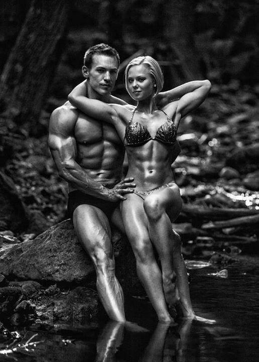 Photo Of Sexy Couple Woman Behind Man With Sexy Muscular Bare Torso